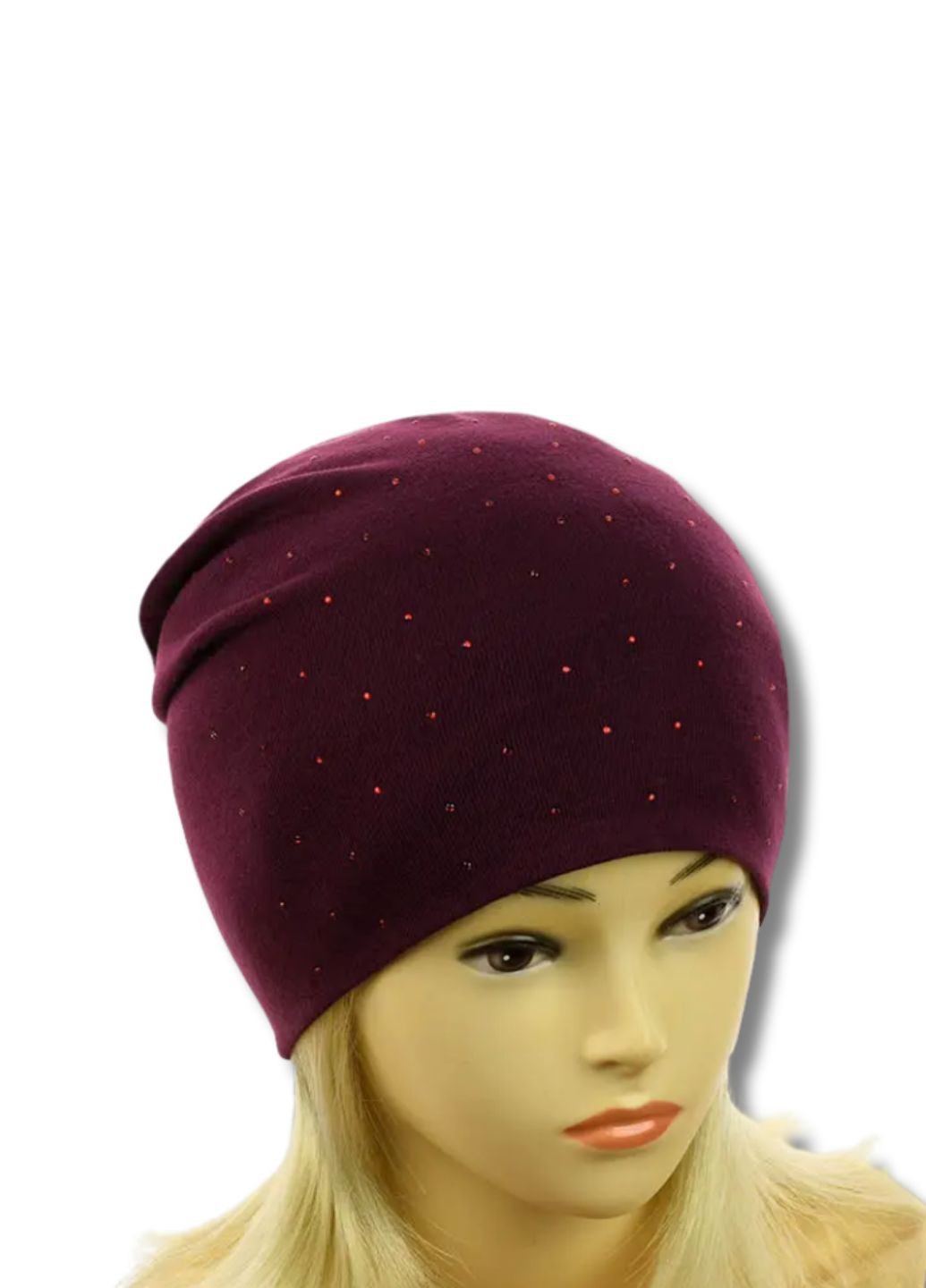 Демісезонна трикотажна жіноча шапка панчоха - Стрази No Brand Шапка жіноча (353302239)