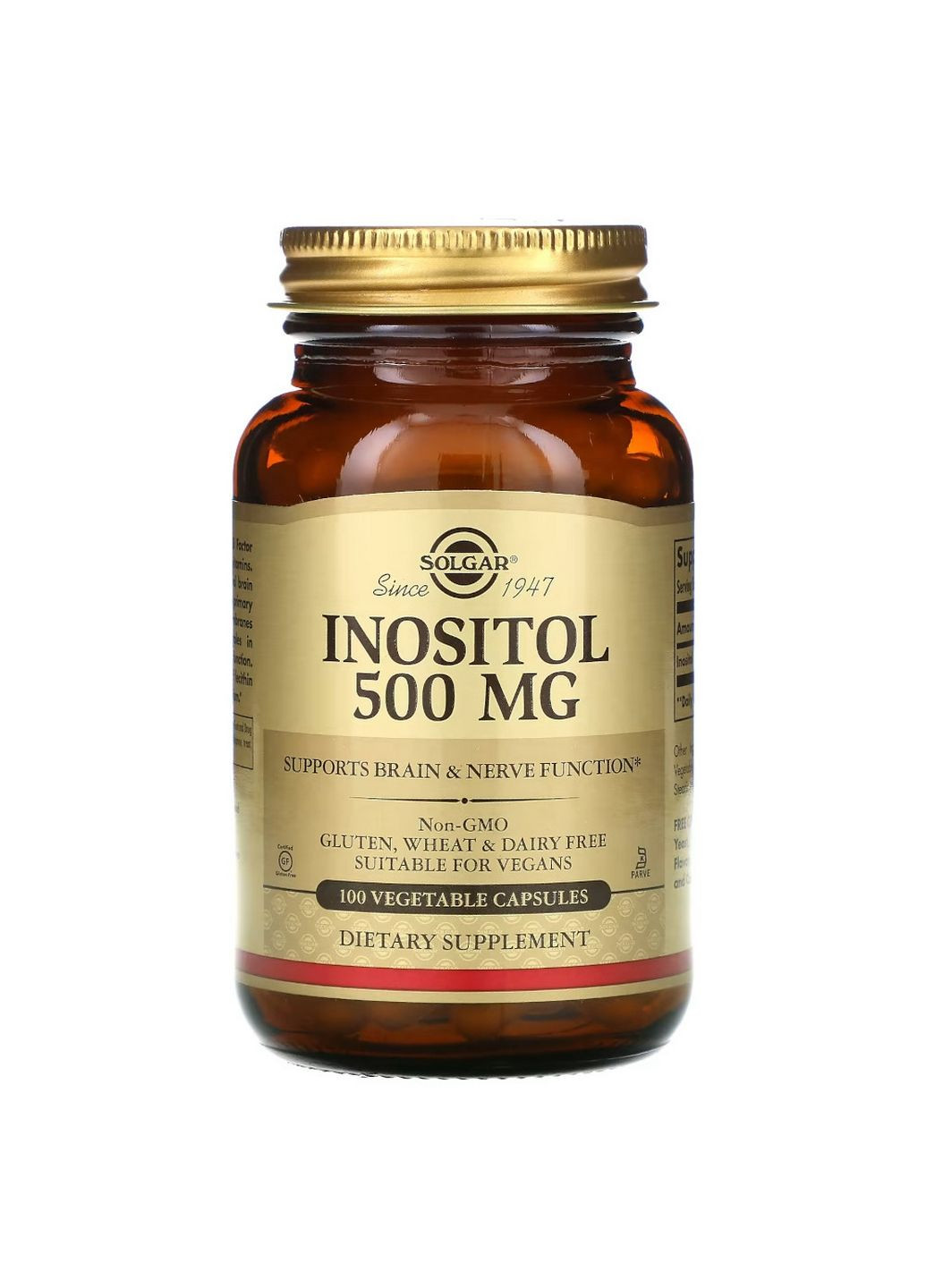 Витамины и минералы Inositol 500 mg, 100 вегакапсул Solgar (293341409)
