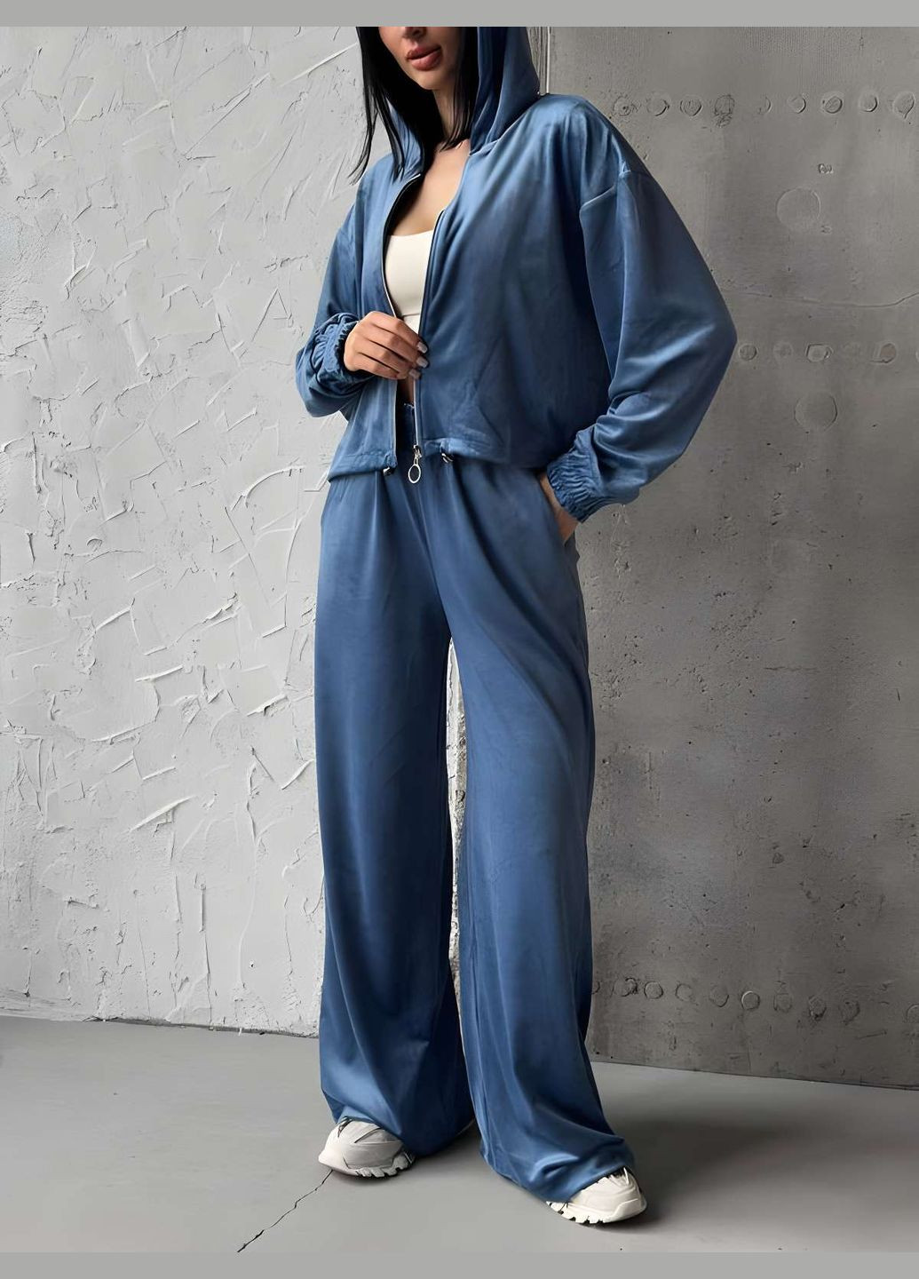 Велюровый спортивный костюм двойка с капюшоном, женский костюм из велюра на хлопковом... No Brand (329890458)