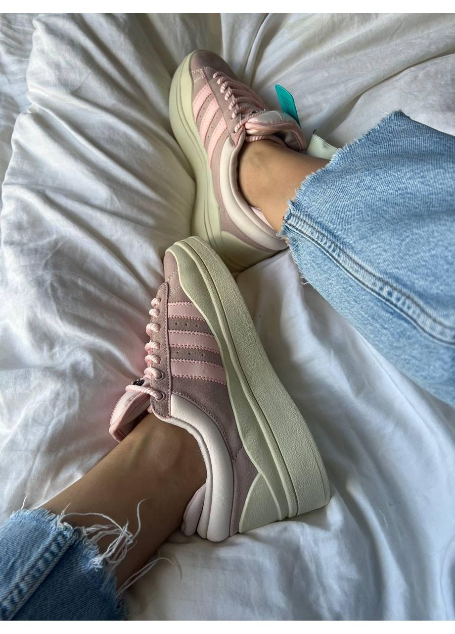 Розовые демисезонные кроссовки мужские adidas campus x bad bunny pink premium адидас кампус No Brand
