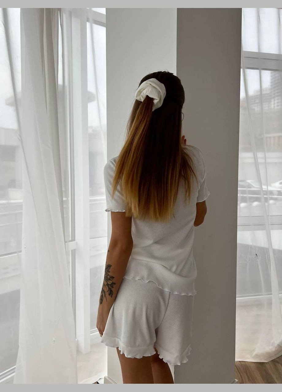 Біла всесезон піжама жіноча комплект шорти футболка резинка для волосся футболка + шорти JUGO m523