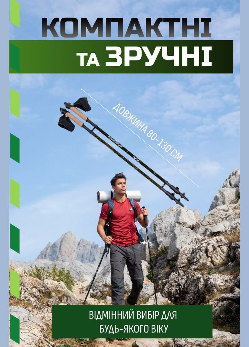 Палиці для скандинавської ходьби 9105 Sisu Black/Gold 80-135 см (пара) PowerPlay (317849081)