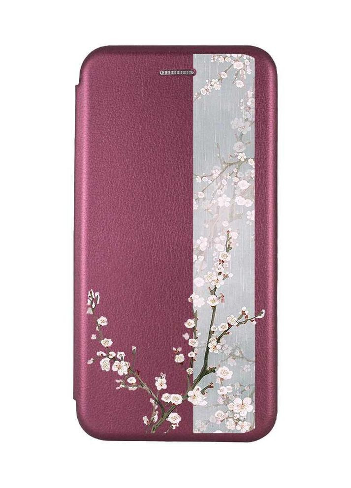 Чохол-книжка з малюнком для Samsung Galaxy A05s (A057) Бордовий:: Квітуча сакура (принт 285) G-Case (355390074)