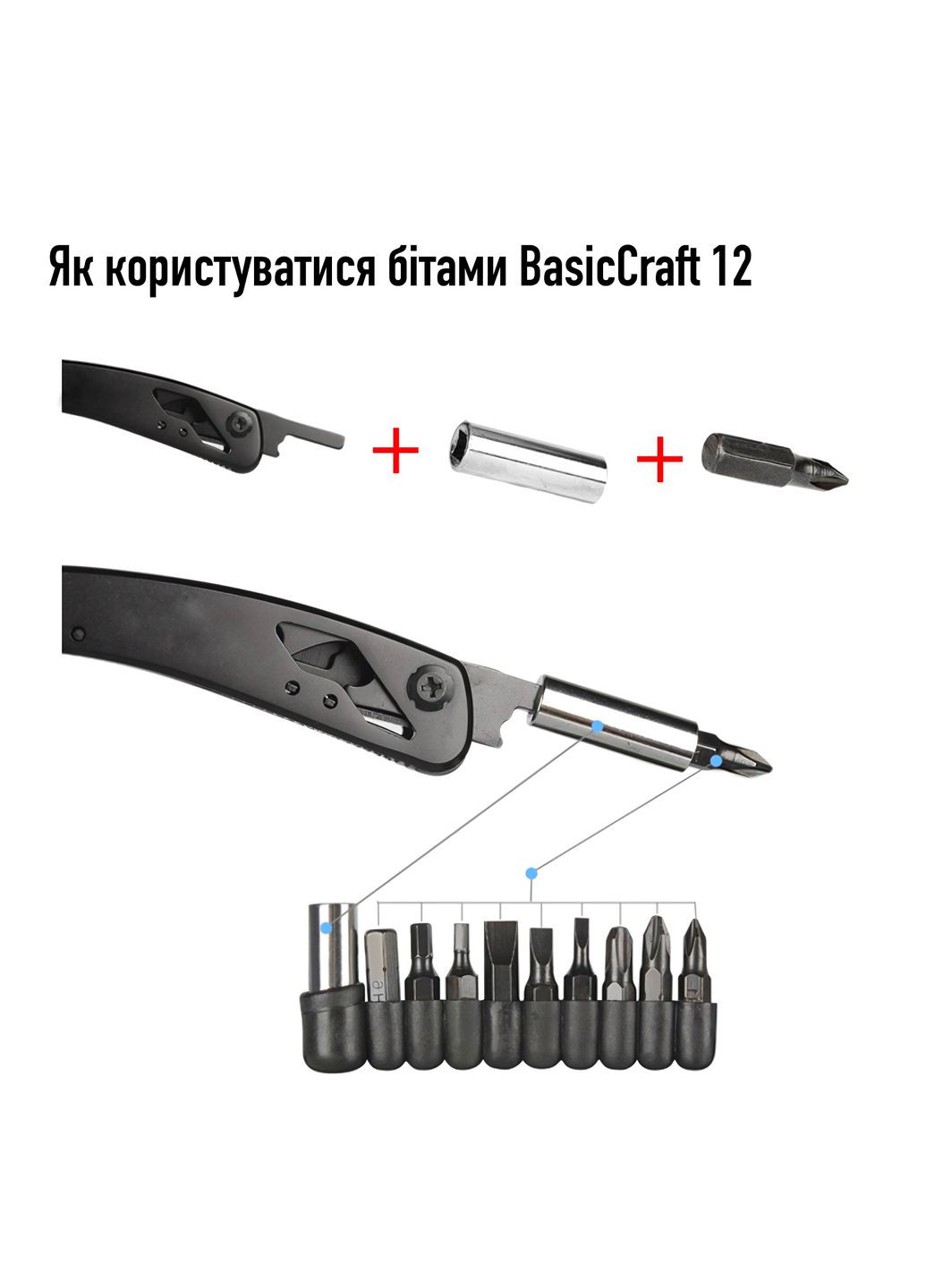Мультитул профессиональный BasicCraft 12 инструментов 420 Черный UAD (276908177)