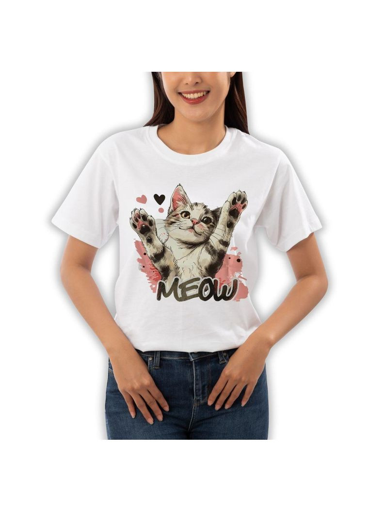 Белая футболка унисекс белая с принтом meow (кулир) раз. xl 4PROFI кулир (298127412)