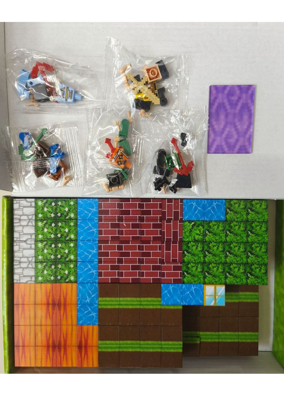 Магнитный конструктор Майнкрафт Бассейн и дом Minecraft My World T111 177 шт No Brand (358936358)