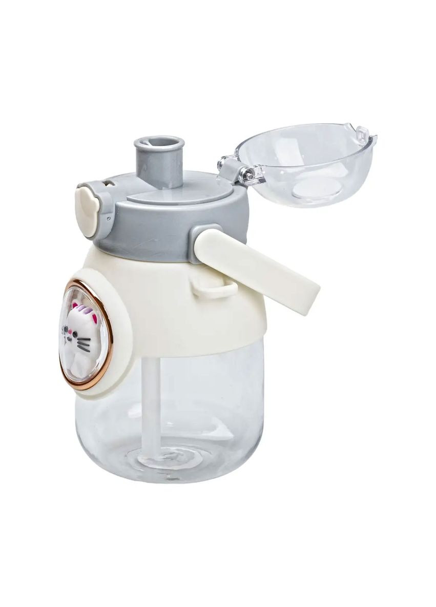 Пляшка для води з трубочкою дитяча сірого кольору з ручкою та ремінцем для напоїв для дітей ProDobro (364191100)