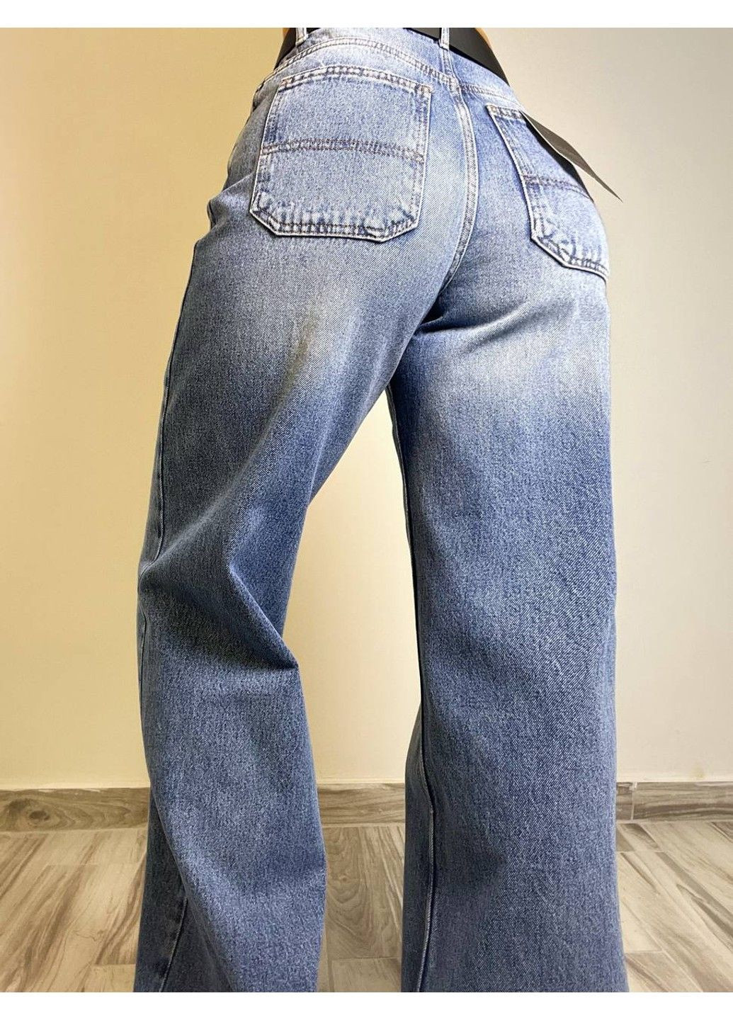 Джинсы женские Envy Rose 5391 WIDE BAGGY свободный крой широкие от бедра с ремнем высокая посадка светло-синие No Brand - (316560982)