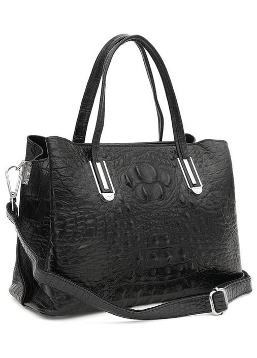 Сумка тоут через плечо для телефона и для документов женская из натуральной кожи средняя Черный 37239 Ricco Grande (353690136)