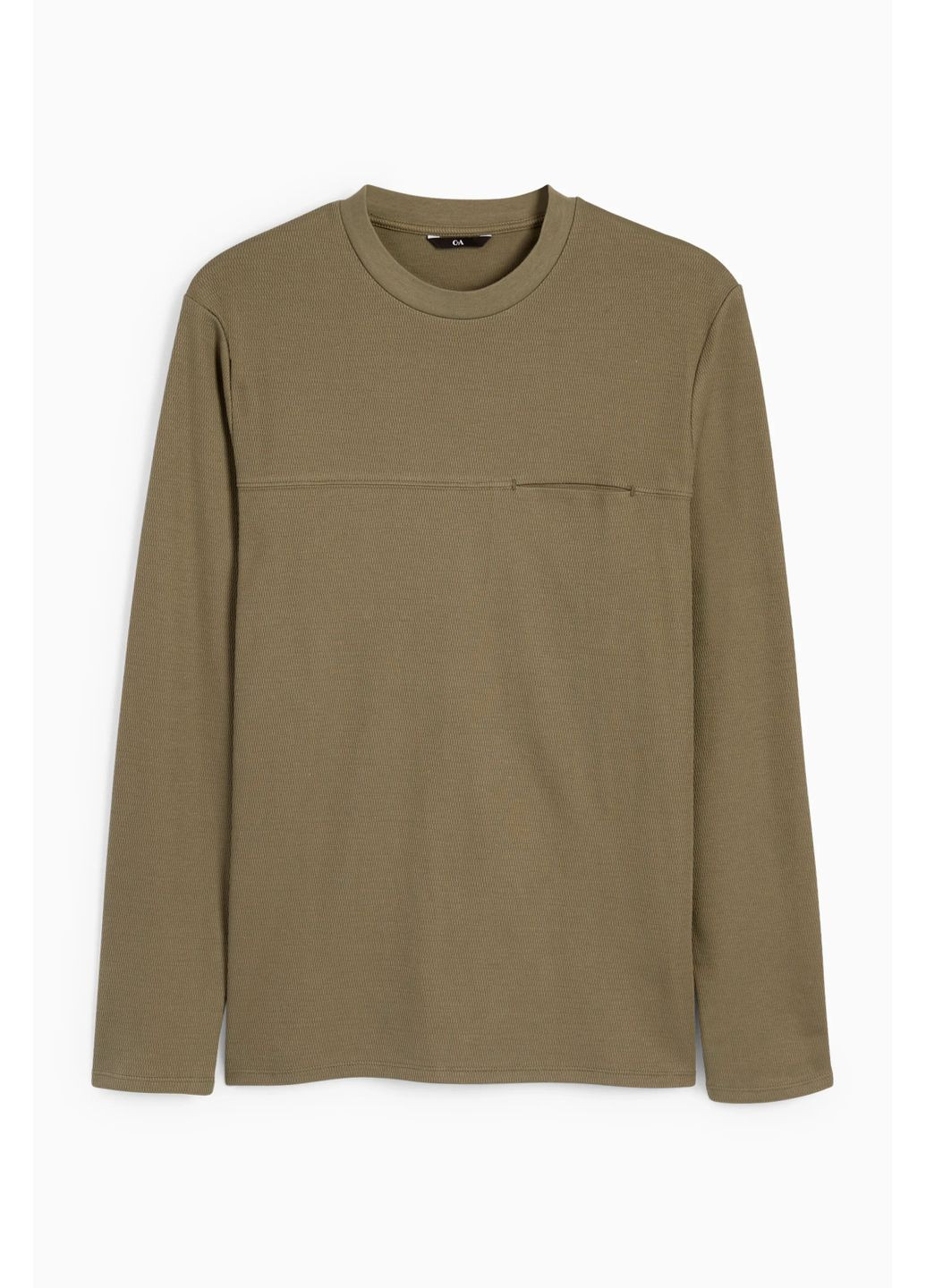 Лонгслів з бавовни C&A однотонний хакі кежуали