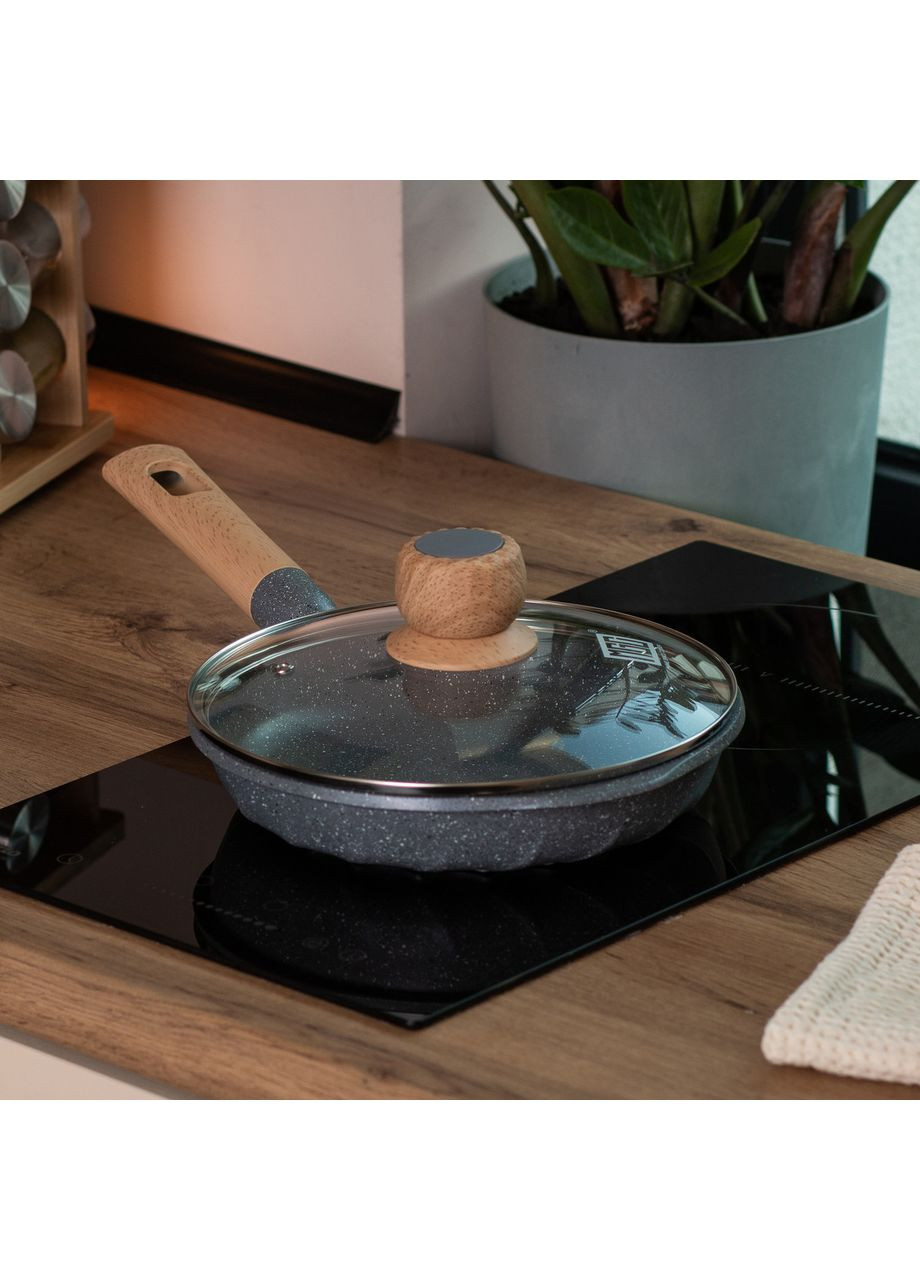 Алюминиевая сковорода, 1,4 л, с мраморным антипригарным покрытием Ø 22 см, HP-4-422G MGC (370802479)