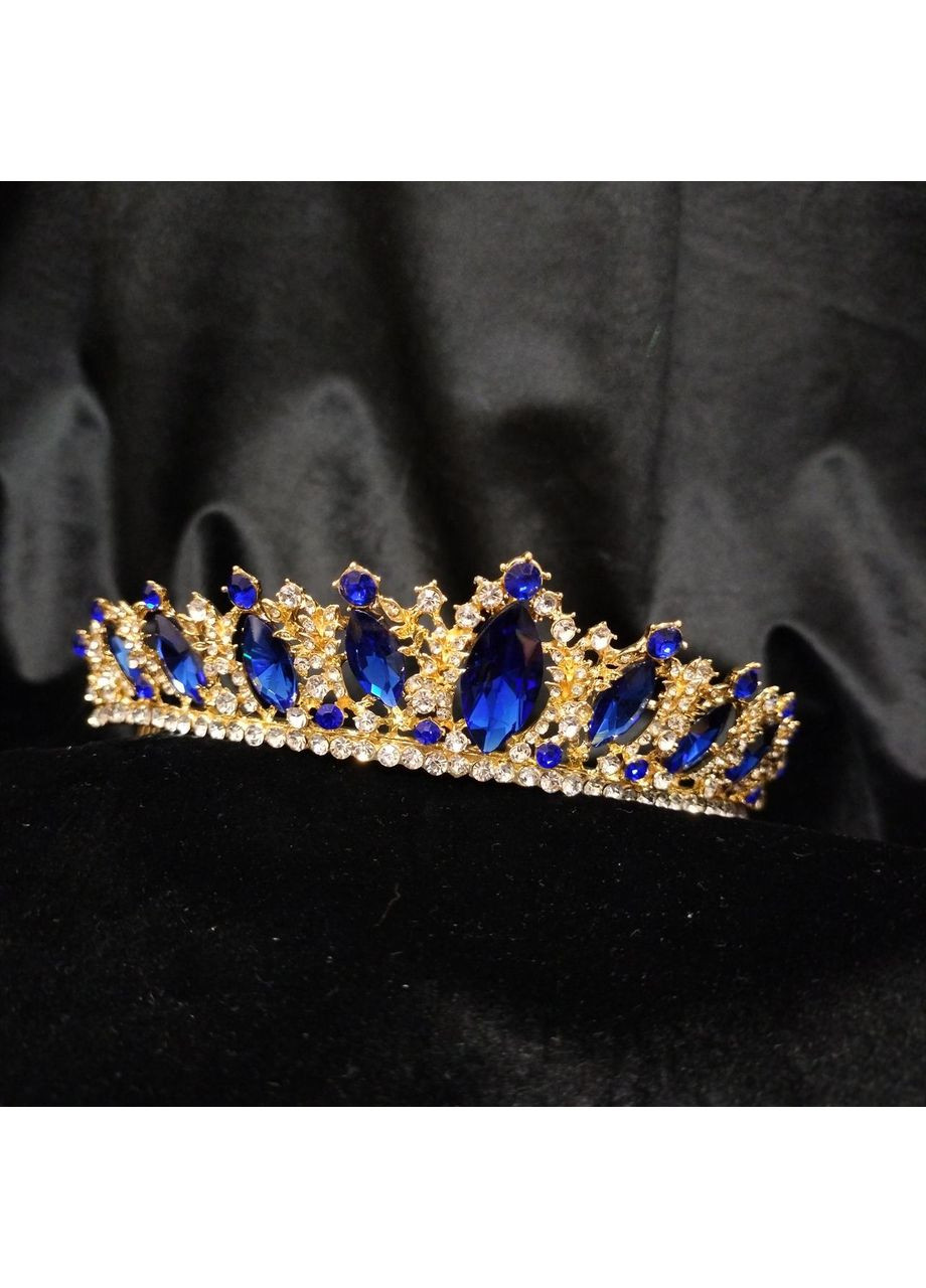 Діадема, тіара для весільної, вечірньої зачіски 4 см, синя No Brand (369162972)