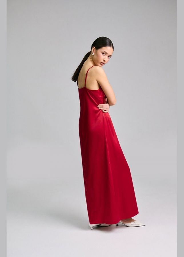 Красное праздничный шелковое платье из натурального шелка для романтических встреч (3053) Triko Bakh