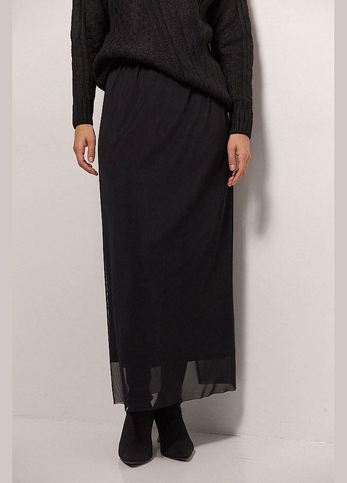 Черная длинная юбка из черной сеточки с дополнительной юбкой меди в комплекте mkar69249-1 Modna KAZKA
