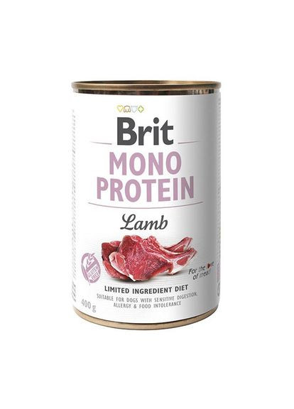 Влажный корм для собак Mono Protein с ягненком 400 г (8595602555369) Brit (279566142)