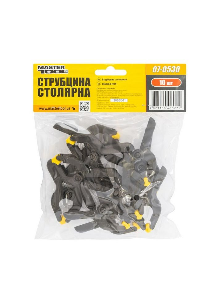 Струбцина столярна A-Type пружинна 60 мм захват 30 мм набір 10 шт 07-0530 Mastertool (364965012)