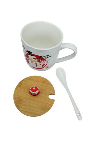 Новогодняя чашка 102-1086-3 Новогодняя братва керамика с бамбуковой крышкой и ложкой 380 мл Olens (363831116)