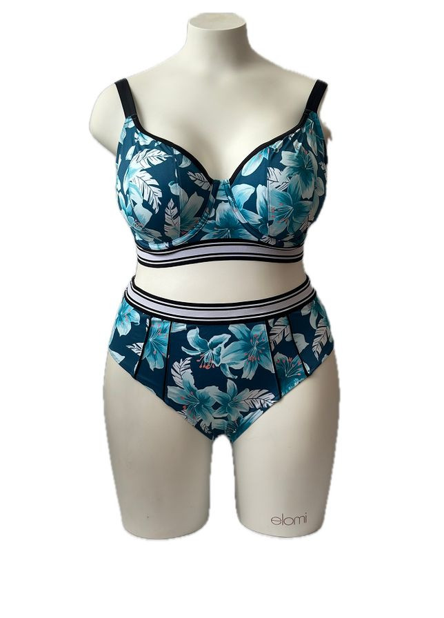 Блакитний літній купальник роздільний 7223-7224 роздільний, балконет Elomi Island Lily