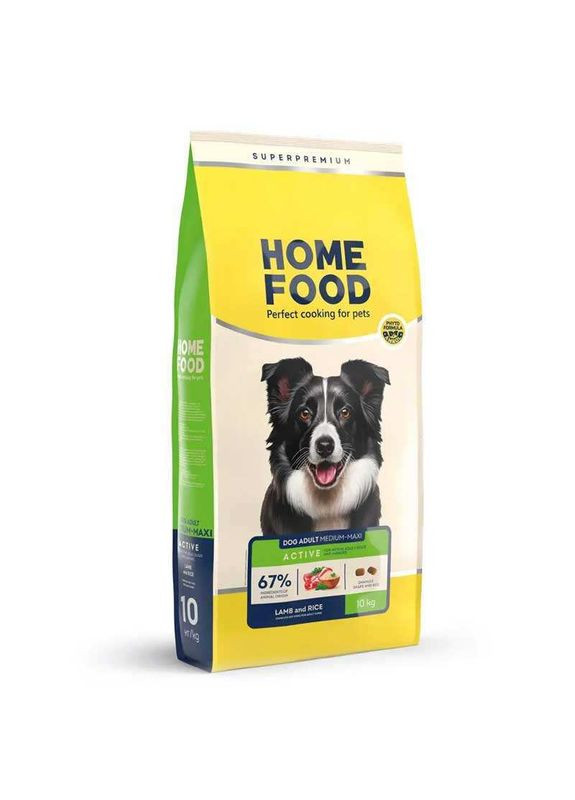 Сухой корм с ягненком с рисом для взрослых активных собак и юниоров средних и крупных пород Adult Medium/Maxi - 10 кг Home Food (336182913)