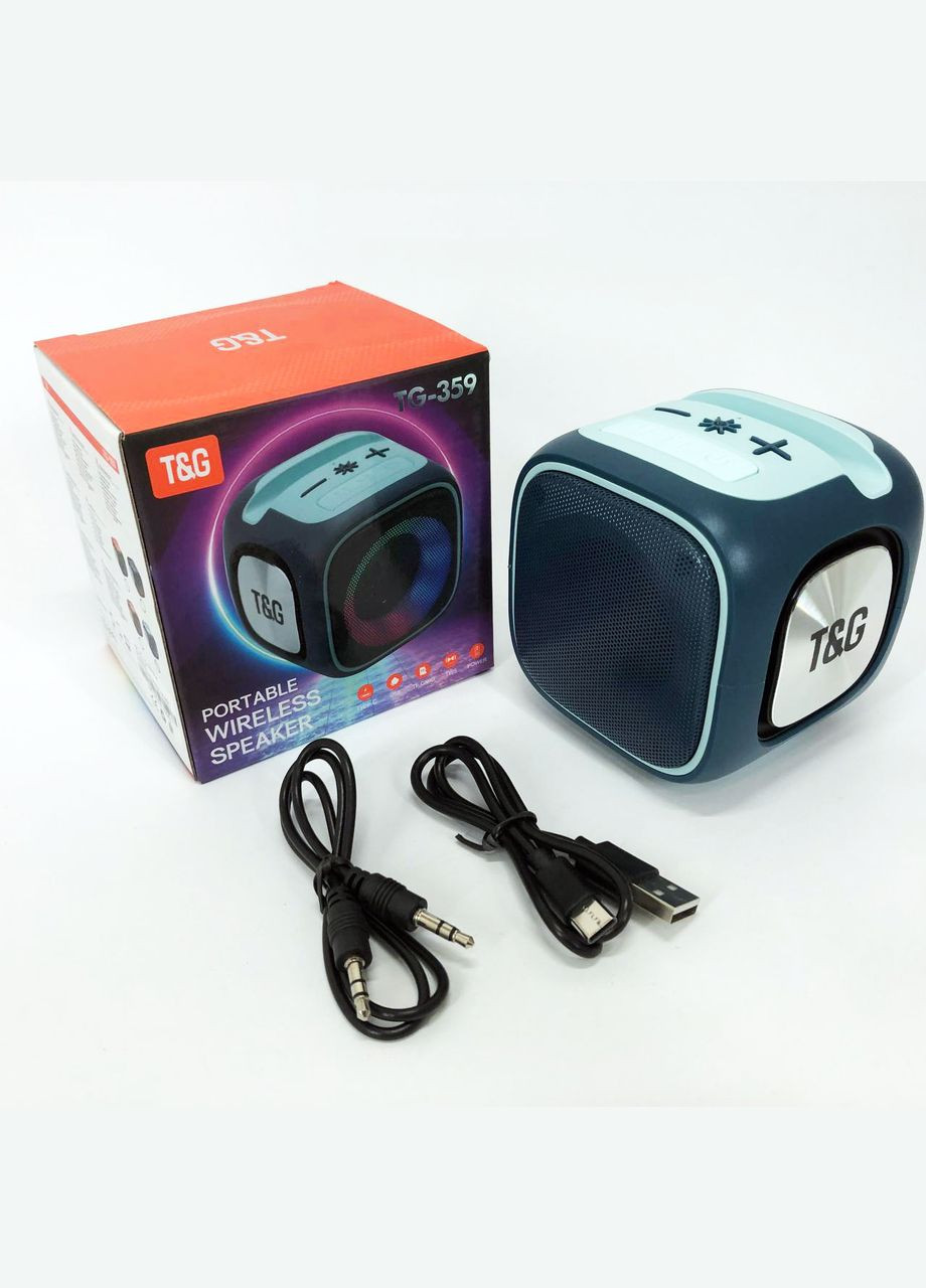 Портативна Bluetooth-колонка TG359 7W з RGB-підсвіткою, акумуляторна колонка для музики. Колір: синій T&G (302891909)