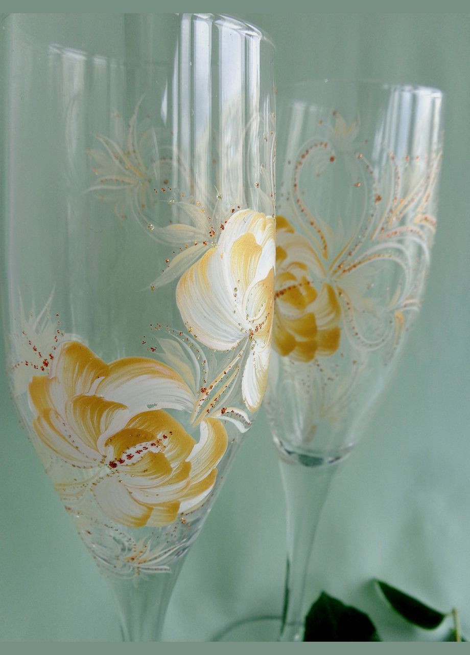 Свадебные Бокалы с оригинальной ручной росписью "Золотой пион" No Brand (349842323)
