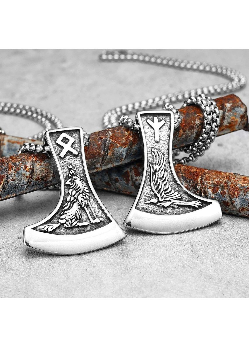 Кулон амулет Волк Ворон, нержавеющая сталь China (370677216)