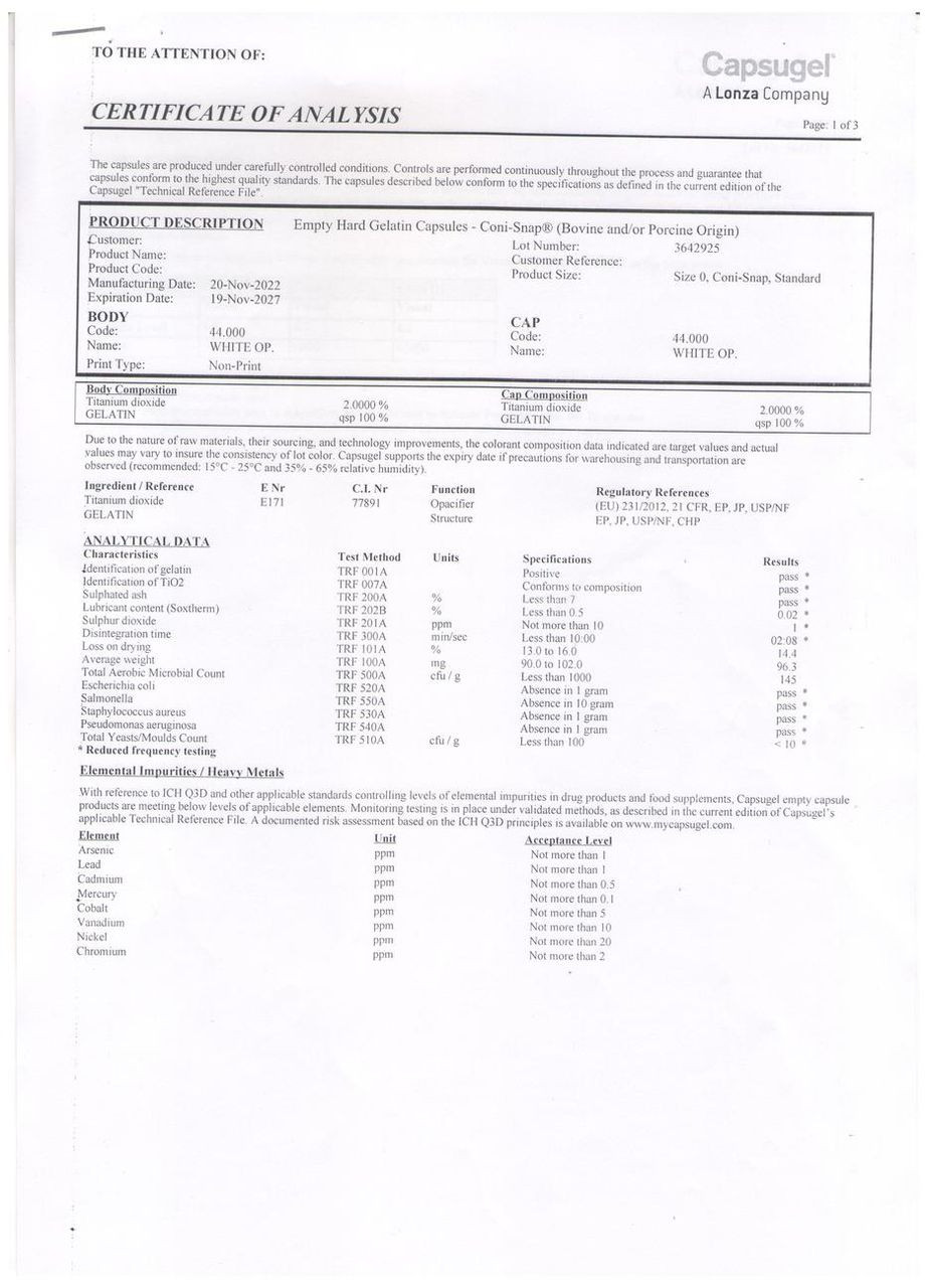 Капсули Желатинові "0" Білі Порожні 100 шт Бельгія 0,68 мл Тверді Пусті Капсули для Ліків Lonza (279835817)