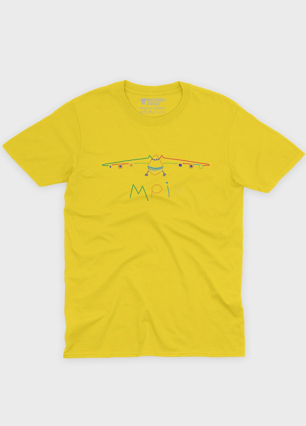 Желтая демисезонная футболка для мальчика с патриотическим принтом мрия (ts001-3-sun-005-1-081-b) Modno