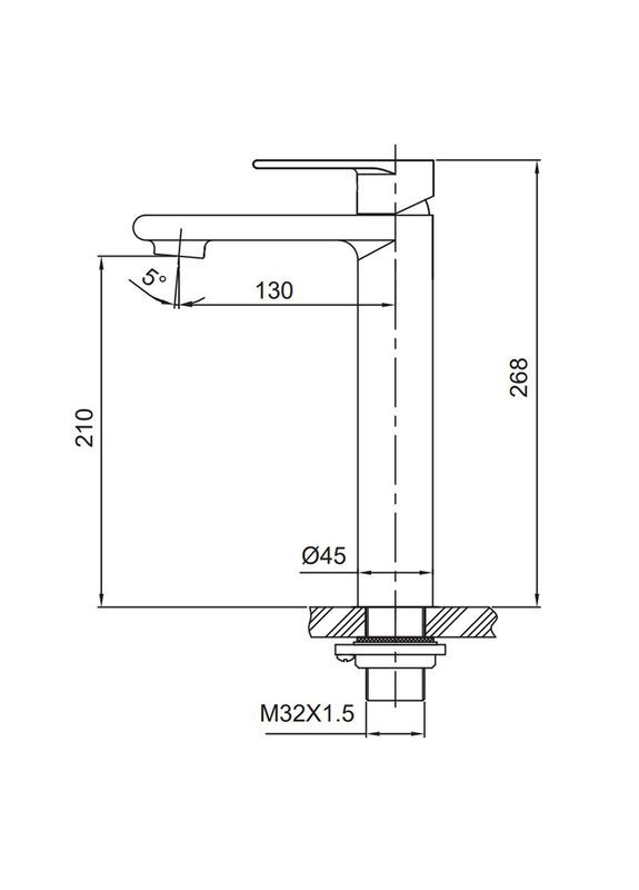 Змішувач для умивальника KI-11015-02 високий (з нерж. сталі) (Колір нерж) (KR4782) KOER (321185110)
