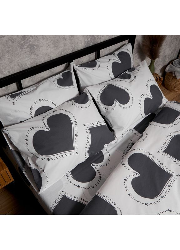 Комплект постельного белья Бязь Gold Люкс Евро 200х220 наволочки 4х70х70 (MS-820009359) Moon&Star Grey Love (356114957)