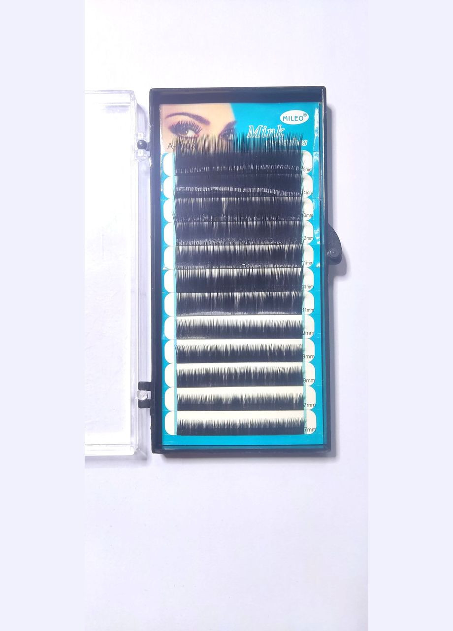 Норкові вії для нарощування MIX від 7мм до 15мм 12 рядів Mileo (324433016)