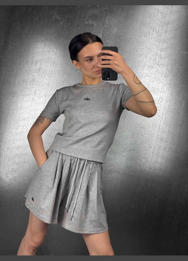 Стильний літній костюм ALO оверсайз сірий Freedom (340272987)