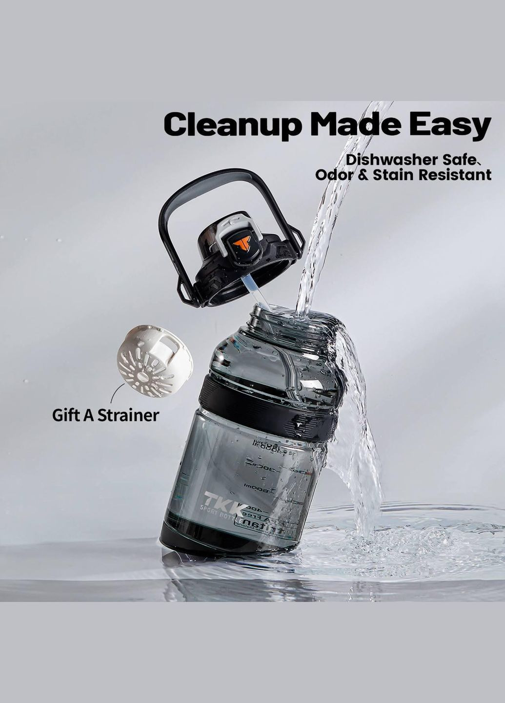 Легка пляшка тританова для води 2000 мл. Сіра TKK (314985735)