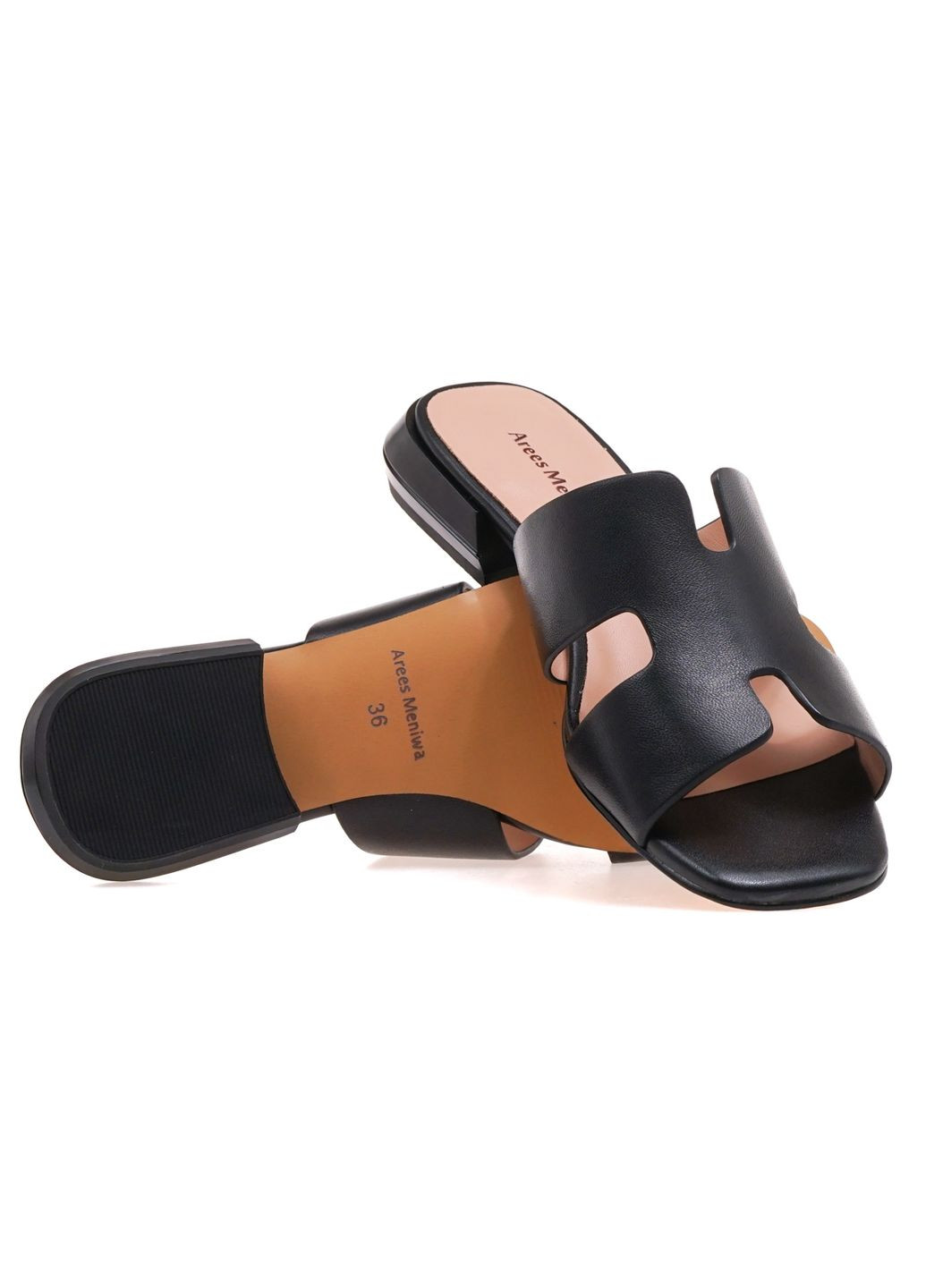 Черные шлепанцы женские am590-1919-1/black Arees Meniwa