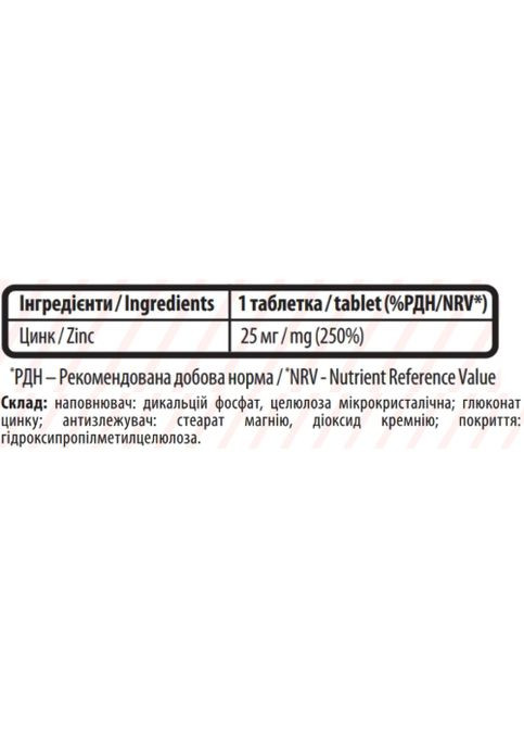 Zinc Gluconate 25 mg 90 Tabs Sporter (322229837)