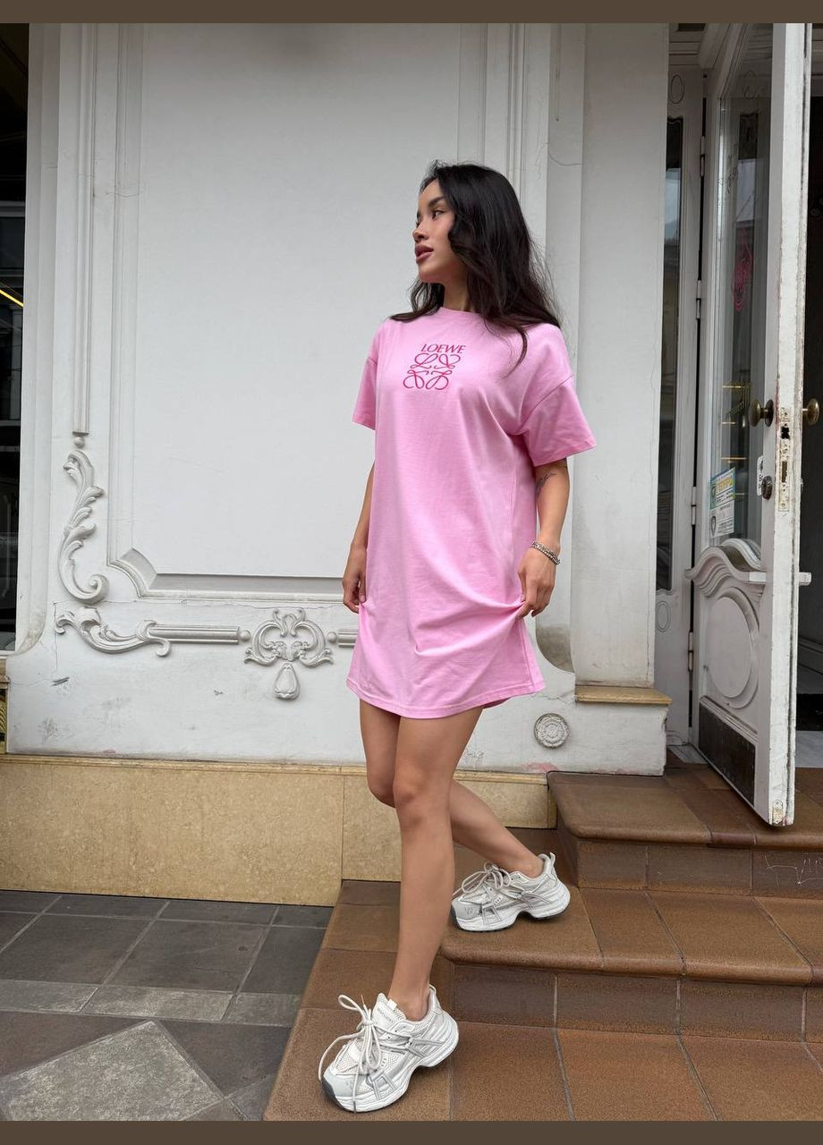 Рожева повсякденний жіноча сукня-футболка вільного крою з бавовни сукня-футболка MonCher