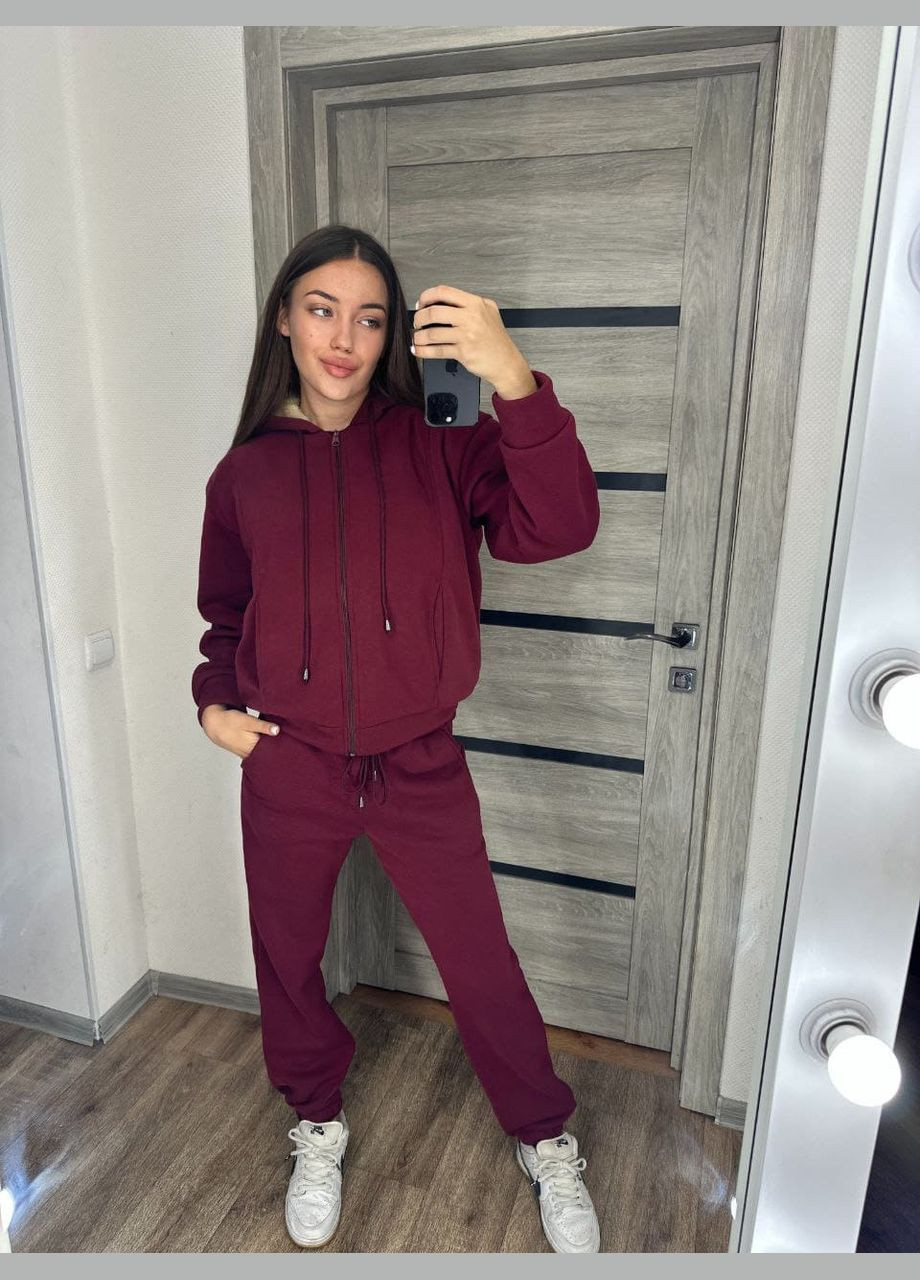 Женский теплый костюм двойка цвет бордо New Trend (304988943)