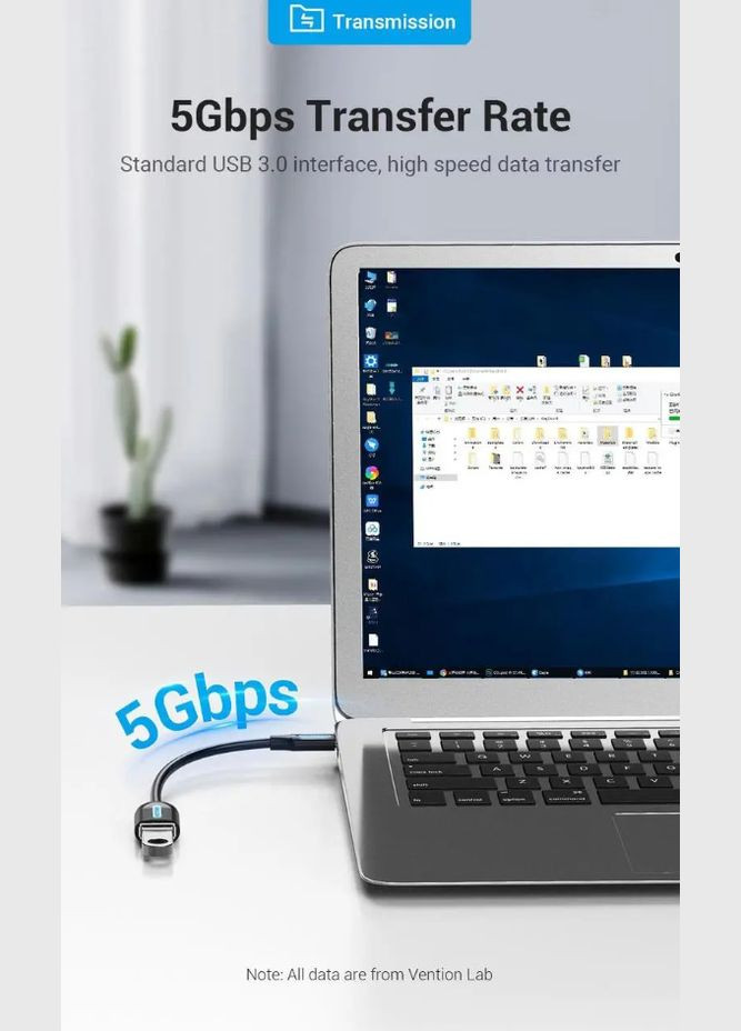 Кабель-Адаптер OTG USB 3.1 (Gen 1) C Male to A Female OTG Cable 0.15M Black PVC Type (CCVBB) Vention (300577543)