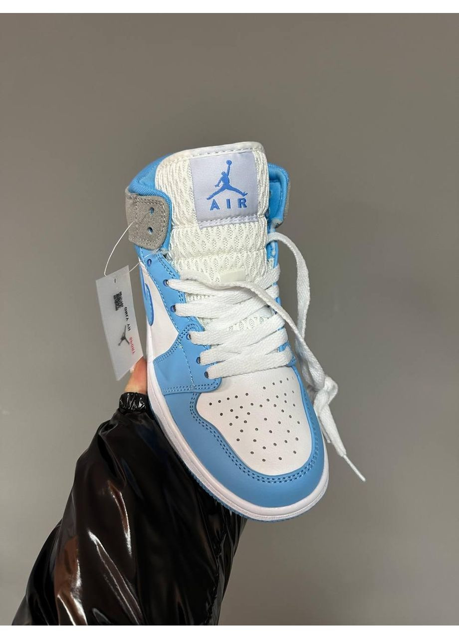 КРОССОВКИ ЖЕНСКИЕ NIKE AIR JORDAN 1 MID BLUE GREY PREMIUM НАЙК АИР ДЖОРДАН No Brand серые демисезоны (367175780)