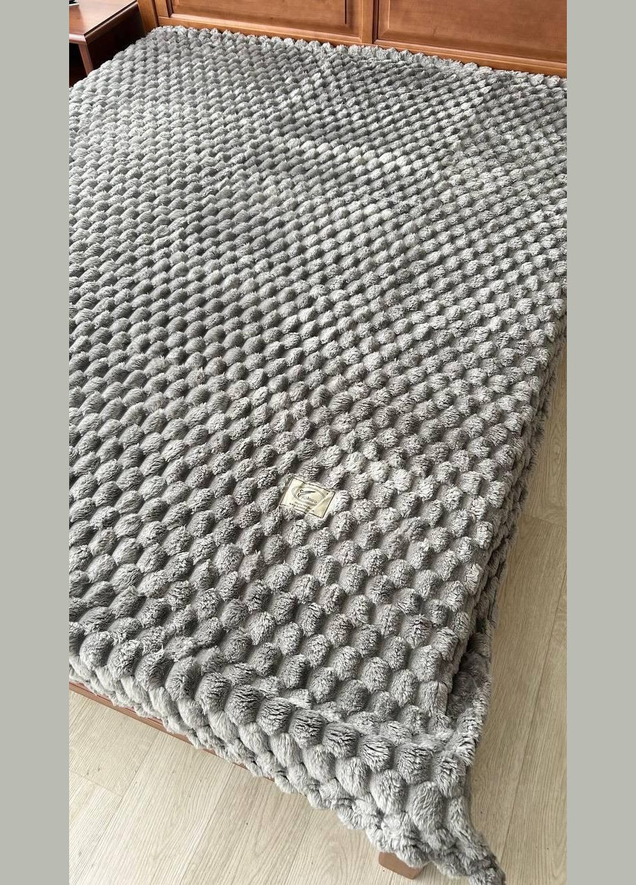 Плед покривало велюровое соты 3Д теплый двухспальный ворсянистый (Е5100) No Brand (308754511)