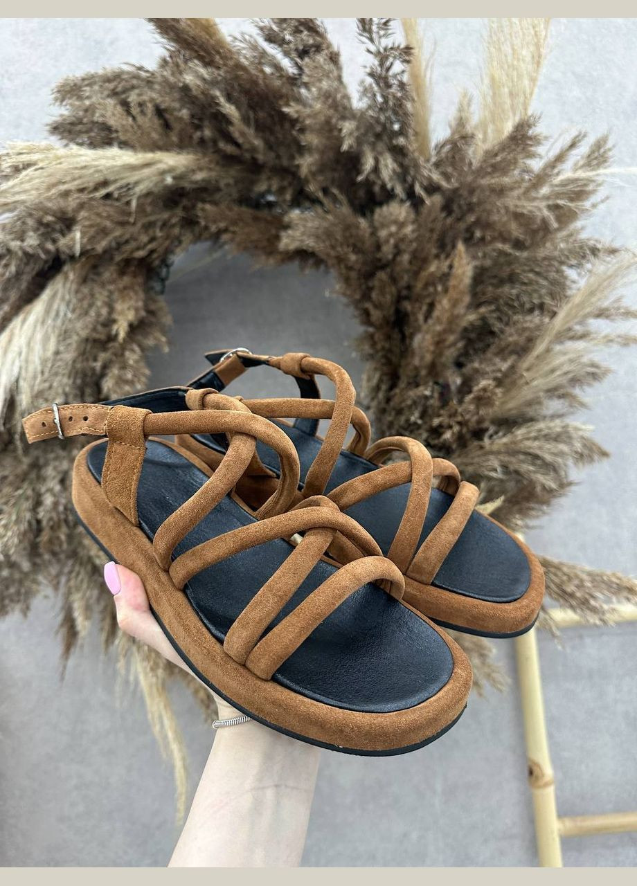 Жіночі босоніжки трендовий натуральна замша колір гірчиця No Brand 2024 (296268340)