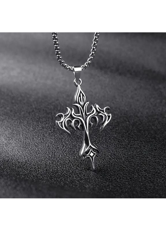 Ретро підвіска-тотем Хрест "Огнем і Хрестом" у формі давнього хреста 5.5 см на ланцюжку 60 см AurumLux263 Liresmina Jewelry (301580460)