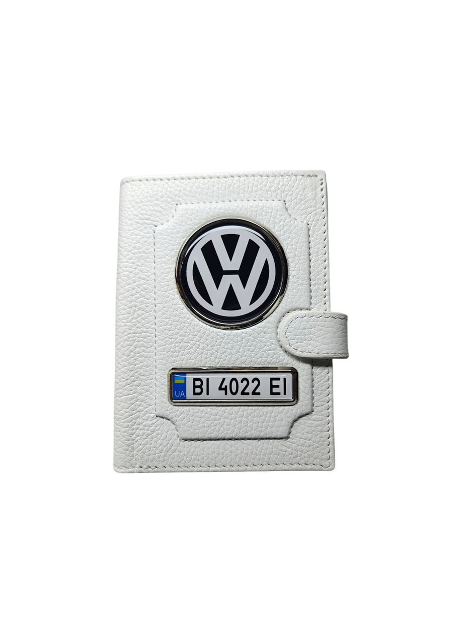 Портмоне для автодокументів з номером авто, натуральна шкіра біла Volkswagen (331018035)