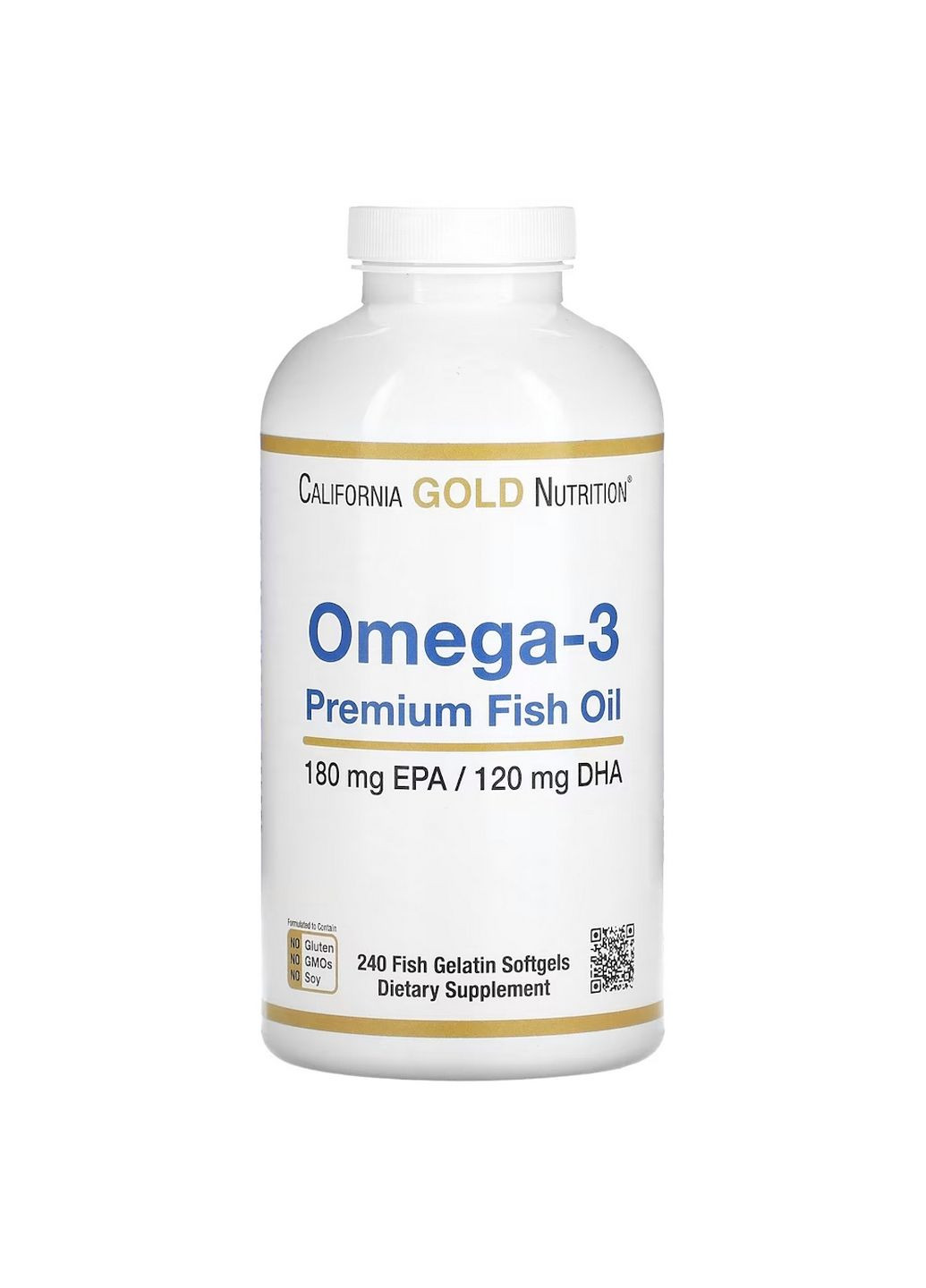 Жирні кислоти Omega 3 Premium Fish Oil, 240 рибних капсул California Gold Nutrition (293337909)