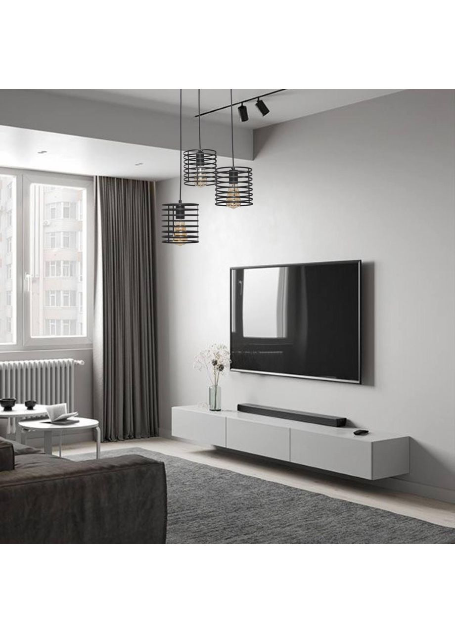 Черная люстра из трех плафонов на круглой планке (07-P9150F-3 BK (300)) No Brand (370069511)