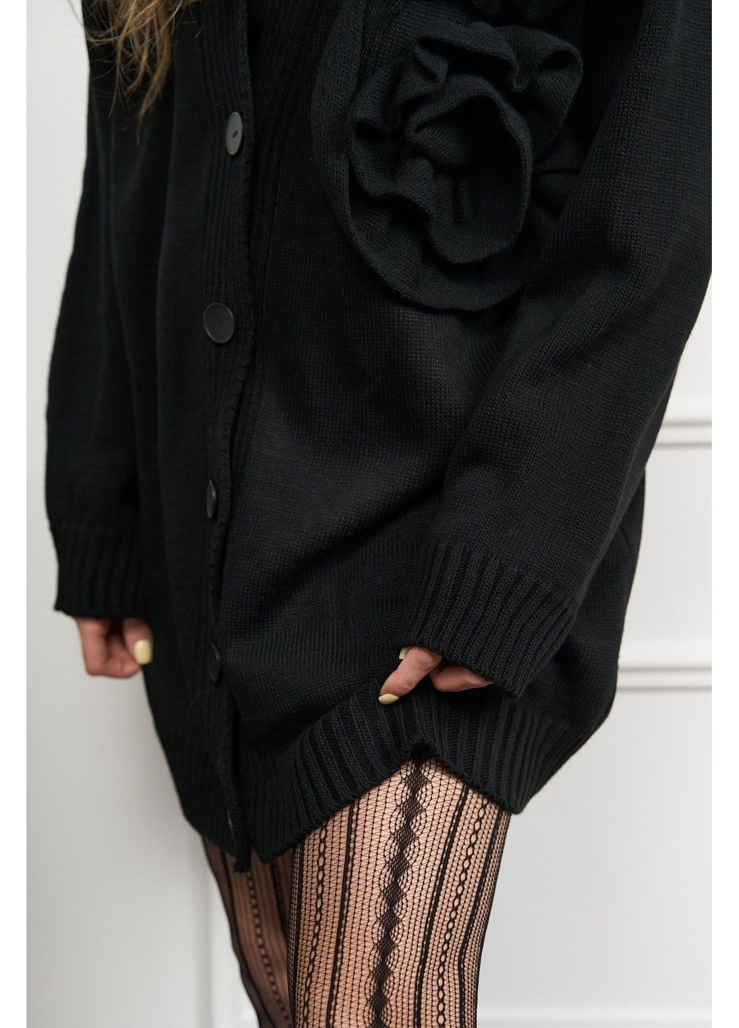 Кардиган жіночий в'язаний оверсайз HEART чорний Handy Wear (323652890)