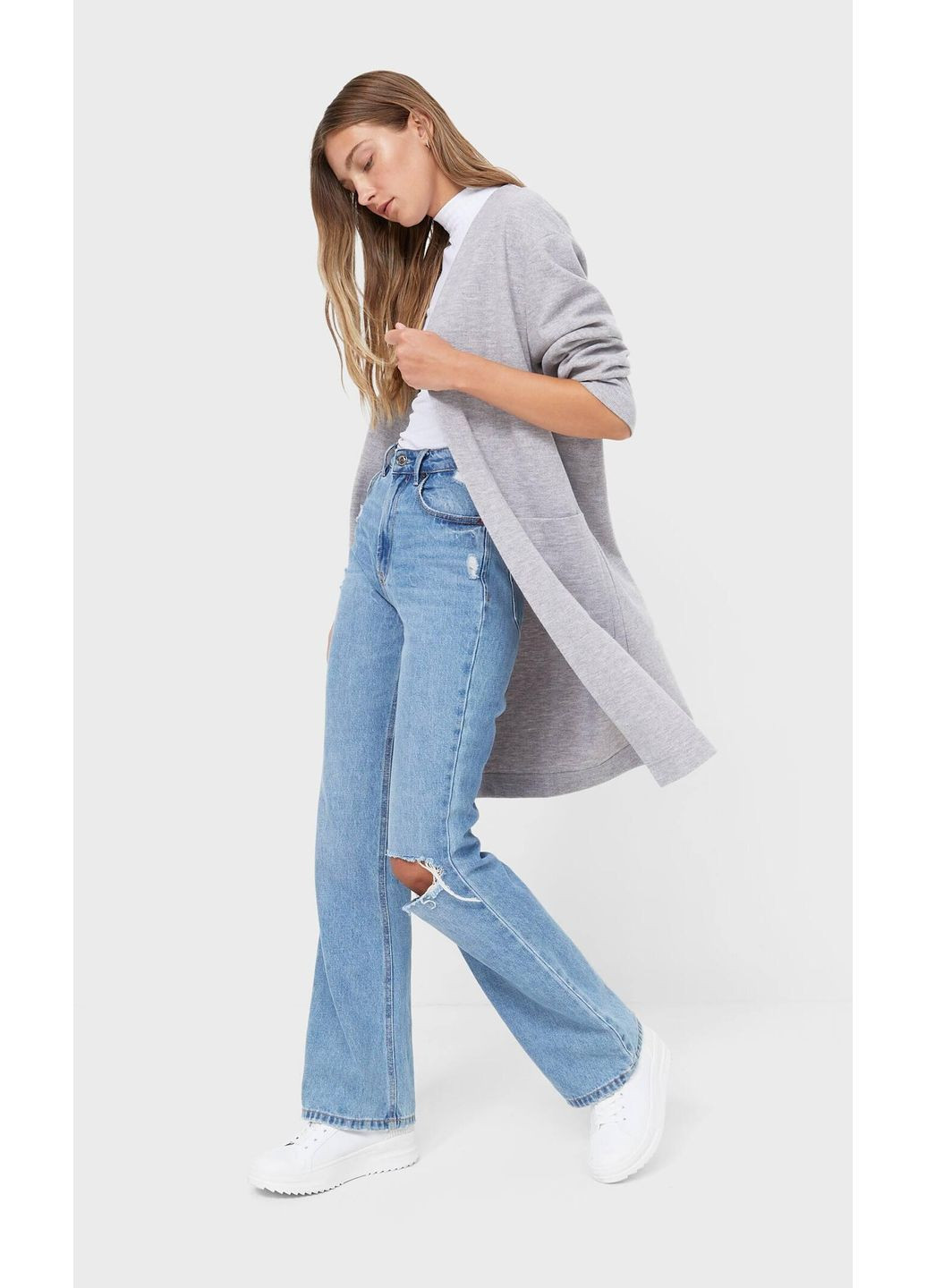 Кардиган демісезон,світло-сірий, Stradivarius (372127730)