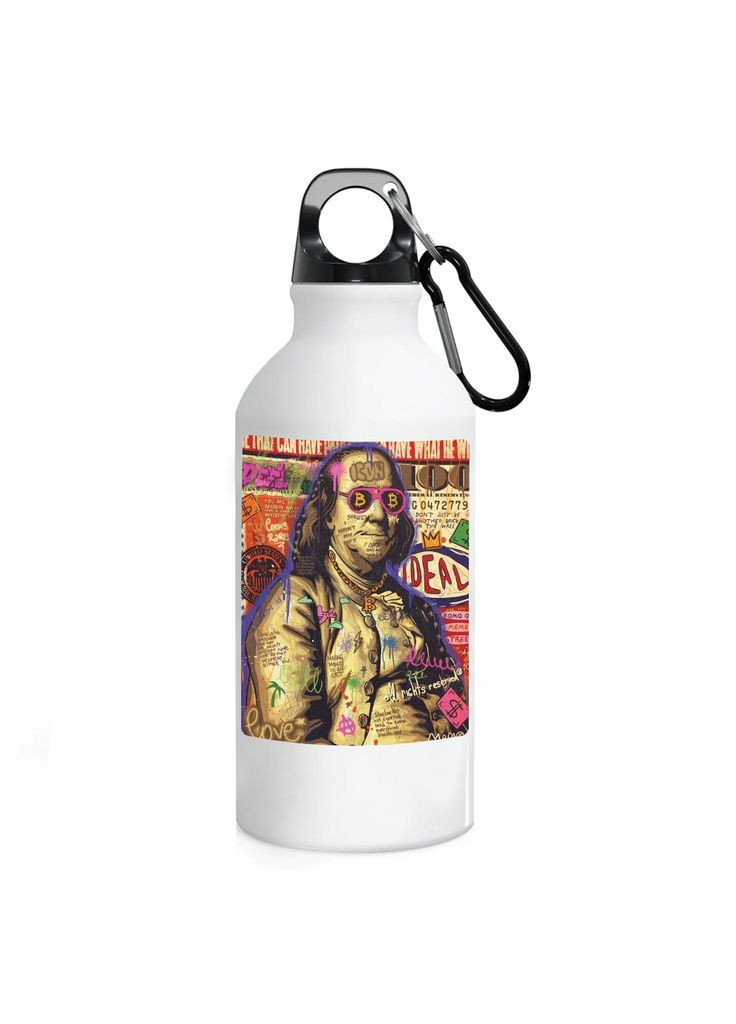 Фляга (пляшка) для води з карабіном 500 мл Металева (Туристична, Для кемпінгу, Для спорту) #13 500 мл Білий No Brand (323639908)