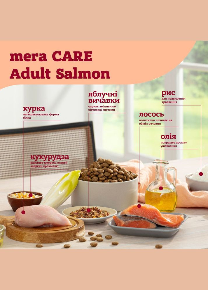 Сухий корм для дорослих собак Care Adult Salmon з лососем 10 кг (4025877628450) Mera (315868257)