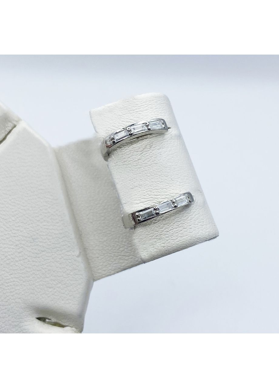 Сережки-кільця срібні з кубічним цирконієм 2,3 г No Brand (369737374)
